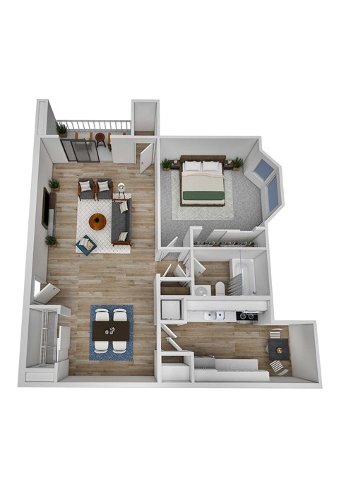 Floor plan for 1 bed, 1 bath, 800 sqft